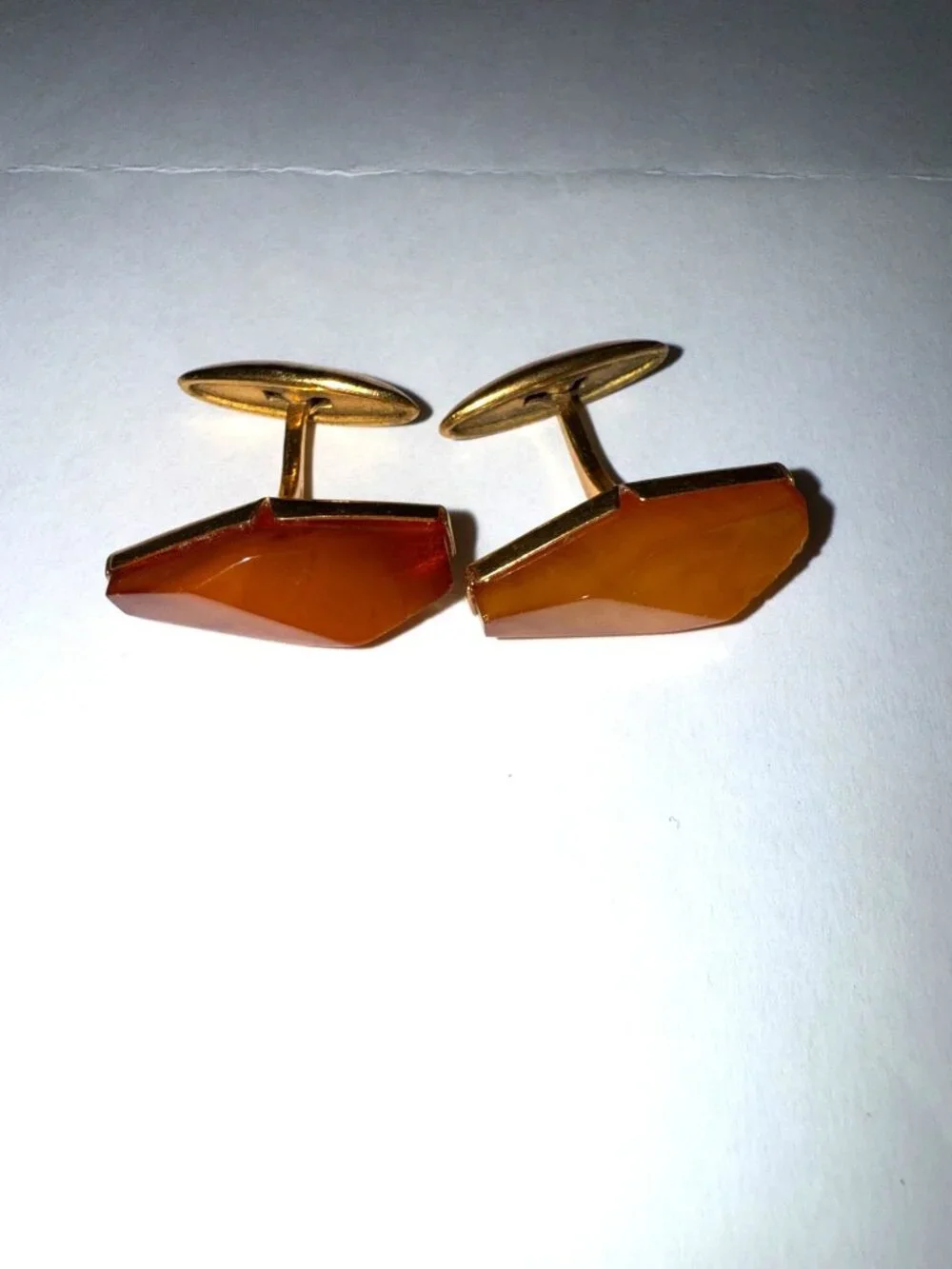 Vintage Soviet Amber Cufflinks Diamond-shaped Men's